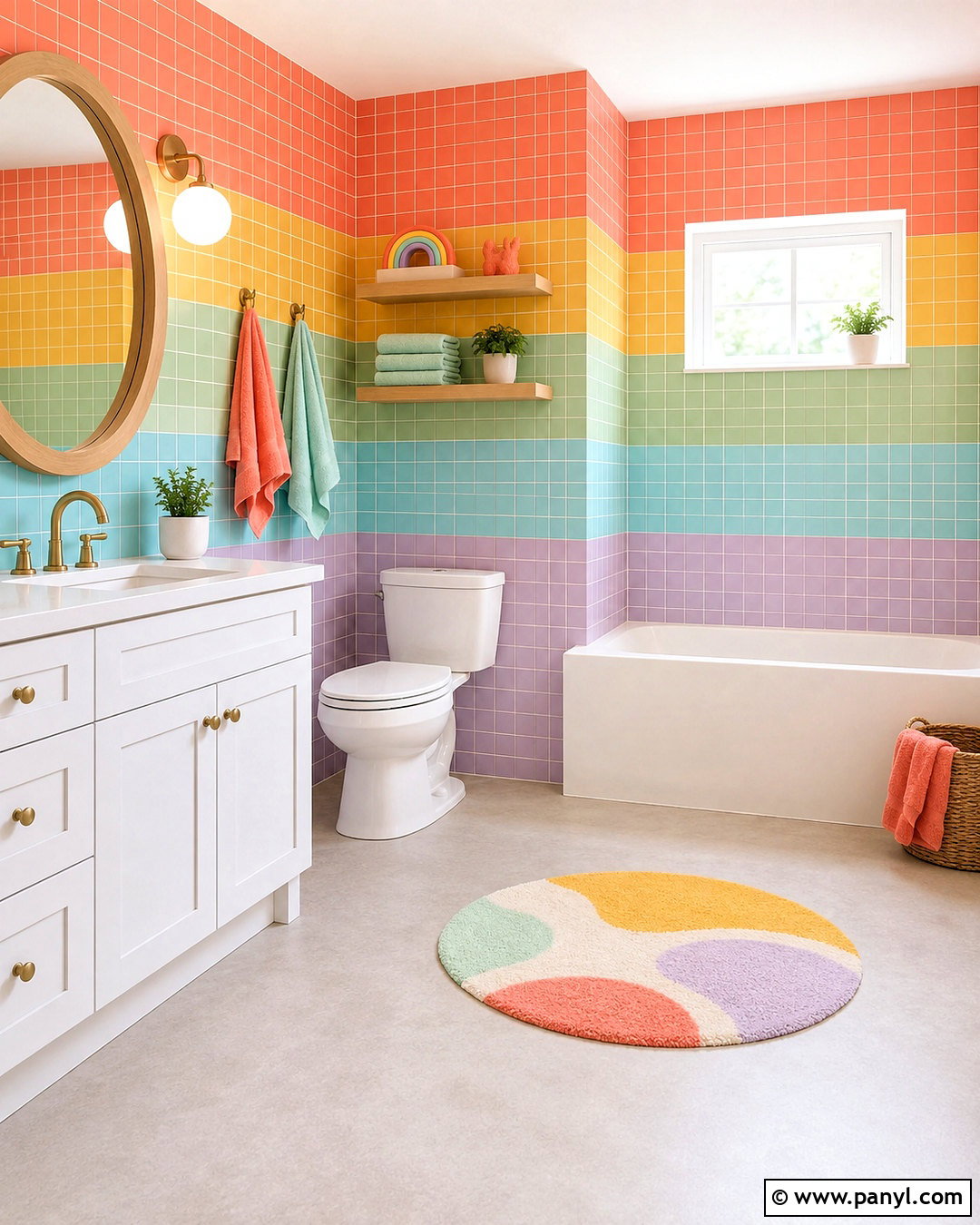 Rainbow Tile Kids Bathroom - 20 kids bathroom ideas