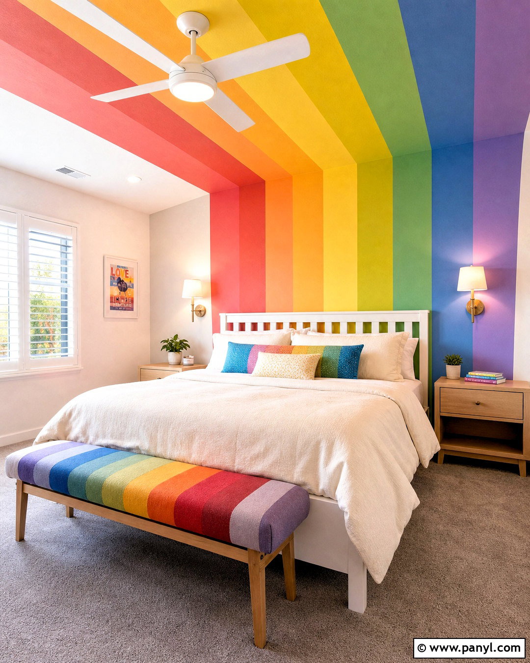 Rainbow Wall And Ceiling Mural - 20 rainbow wall painting ideas