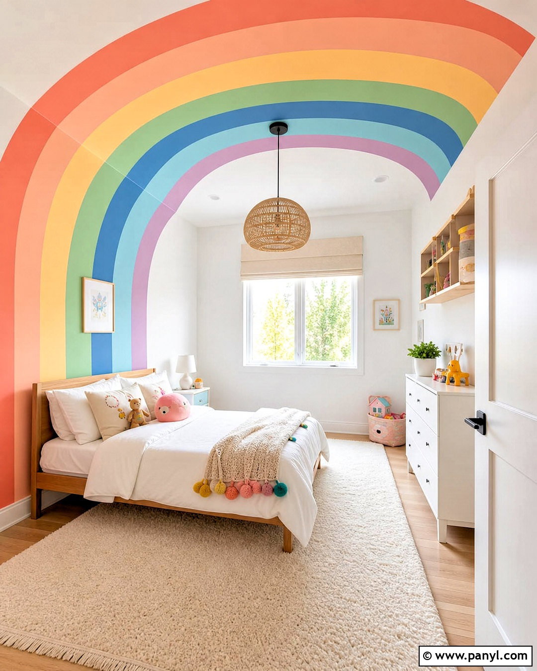 Rainbow Wall And Ceiling Mural - 20 rainbow accent wall ideas