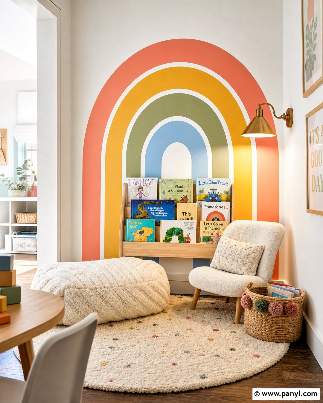 Rainbow Wall Decal Reading Nook - 20 rainbow wall decal ideas