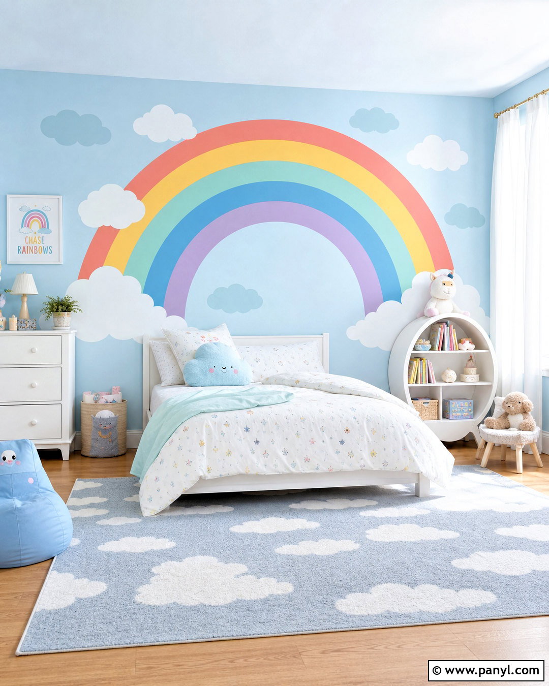 Rainbow Wall Decal With Clouds - 20 rainbow wall decal ideas