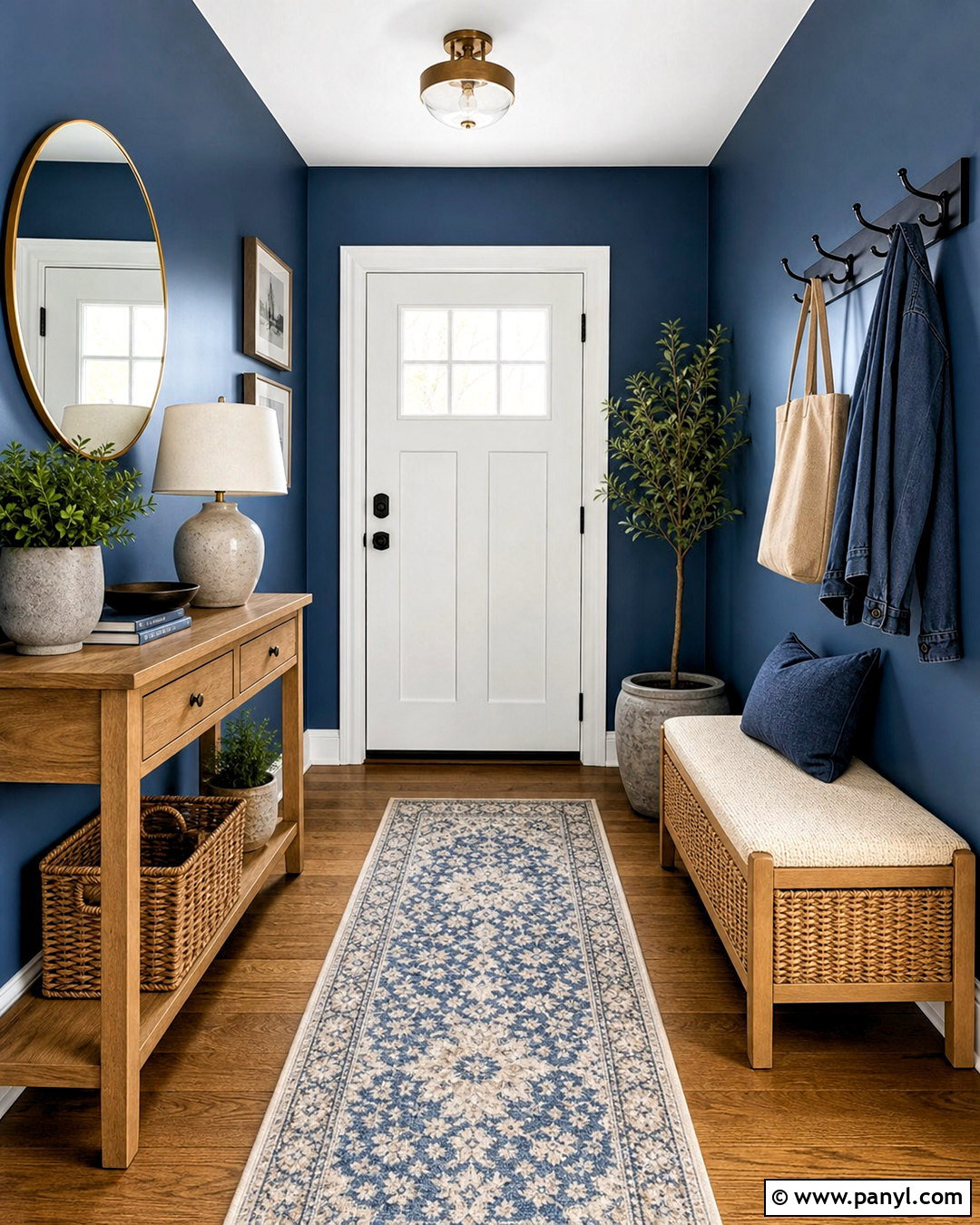 Rainstorm Entryway With Wood Accents - 20 sherwin williams rainstorm ideas