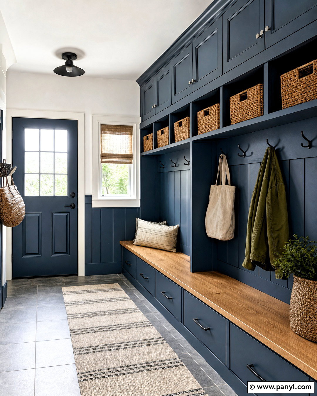 Rainstorm Mudroom With Built-In Storage - 20 sherwin williams rainstorm ideas