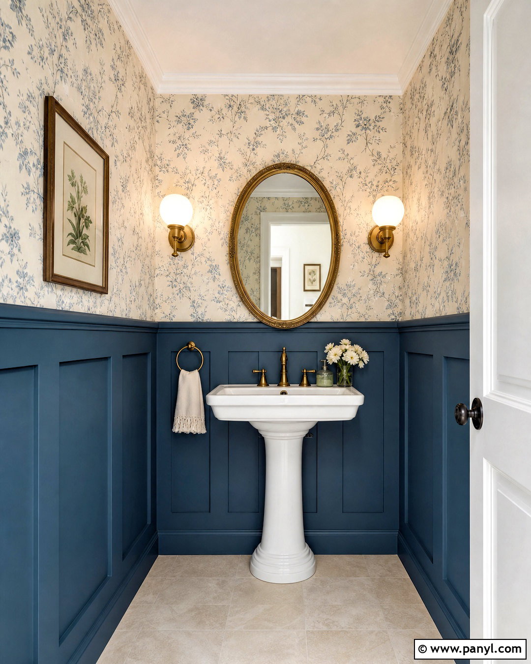 Rainstorm Powder Room With Patterned Wallpaper - 20 sherwin williams rainstorm ideas