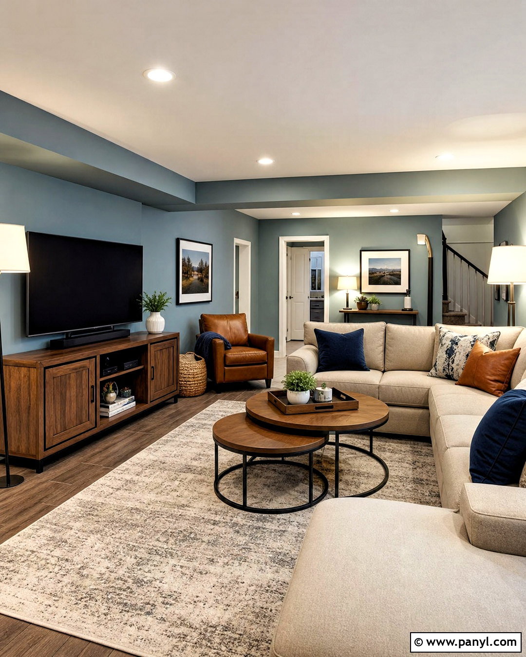Rainwashed Basement Family Room - 20 rain washed sherwin williams ideas