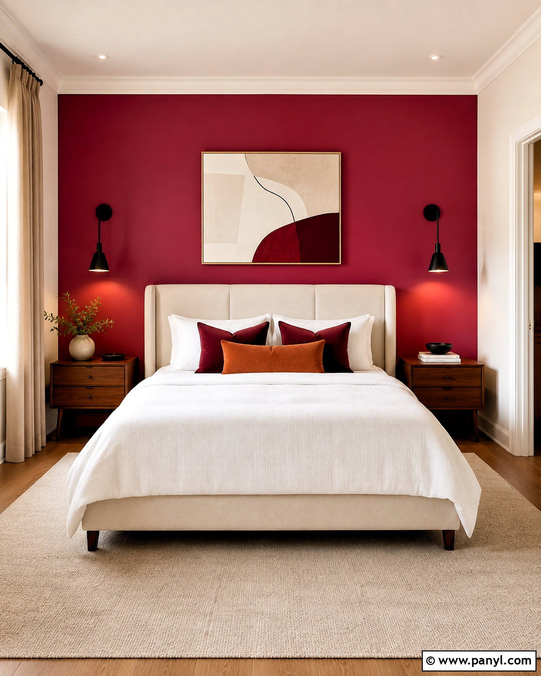 Raspberry Pink Accent Wall - 20 pink paint bedroom ideas