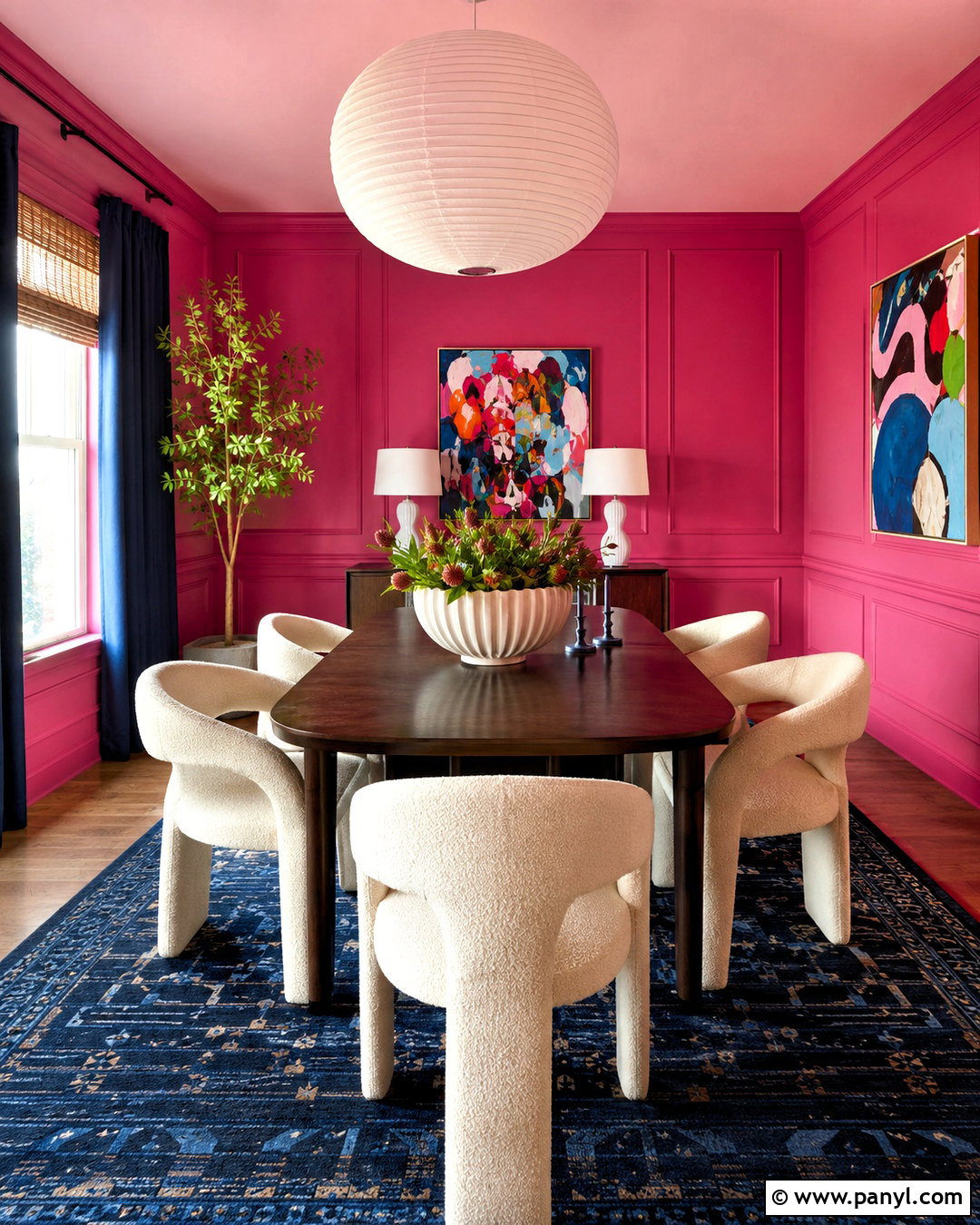 Raspberry Pink Dining Room - 20 bold paint colors