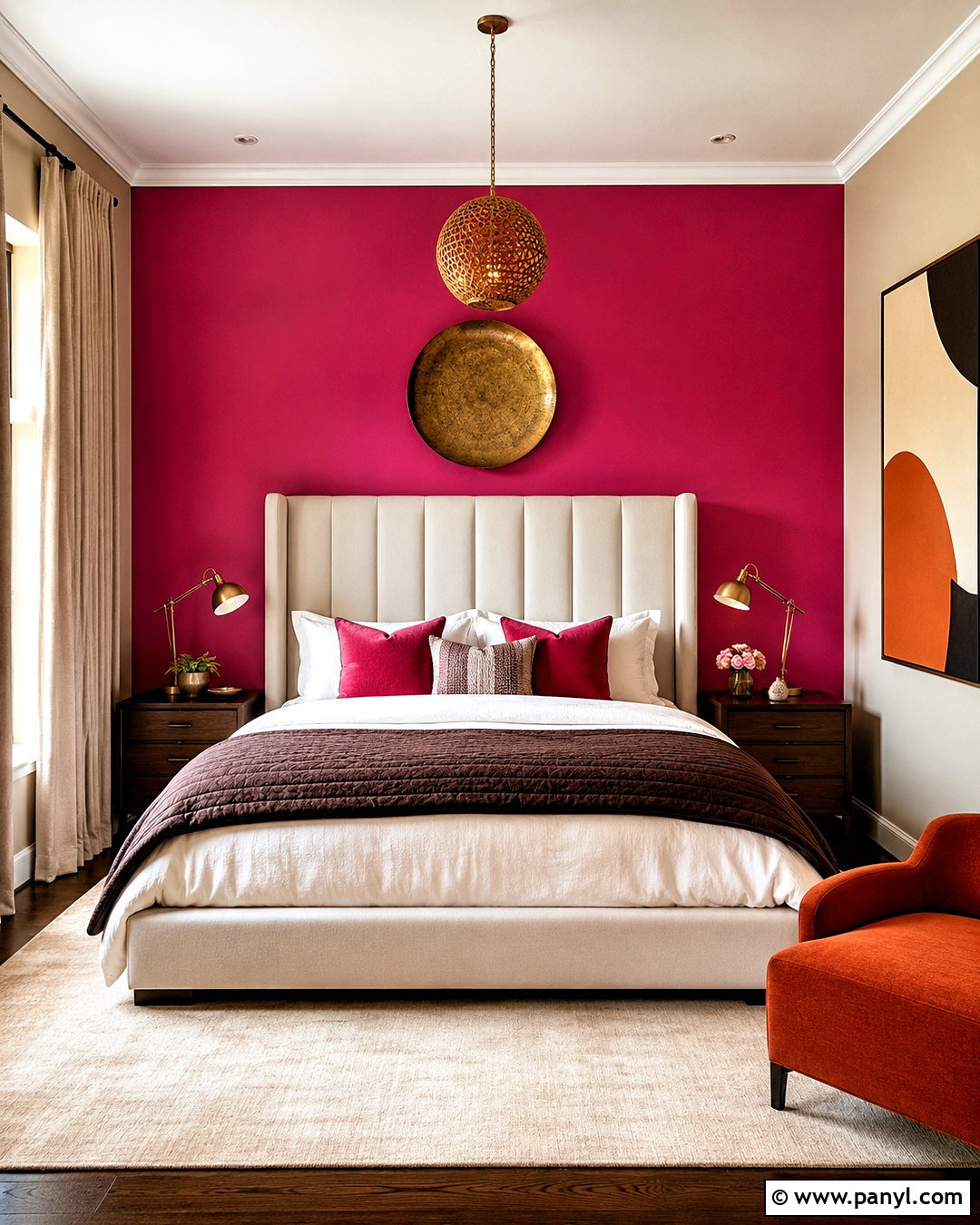 Raspberry Pink Feature Wall - 20 pink feature wall bedroom ideas