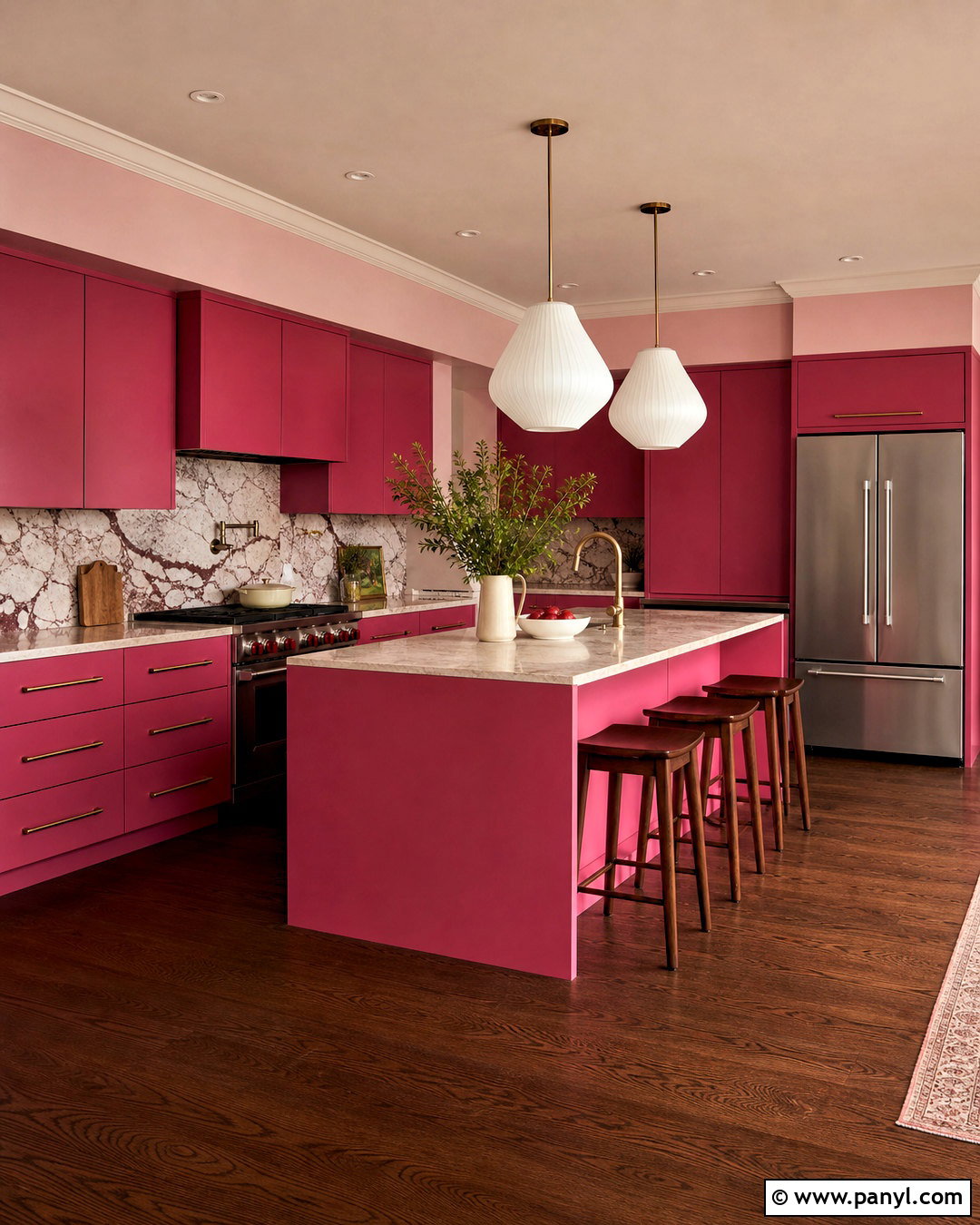 Raspberry Pink Kitchen - 20 bold kitchen colors
