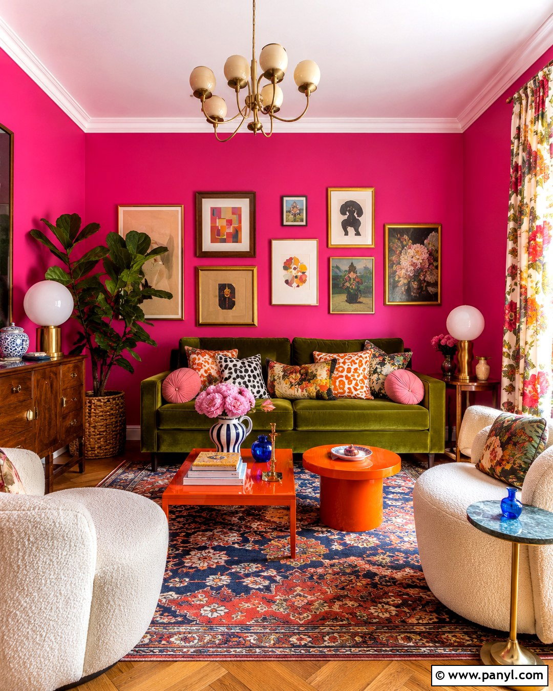 Raspberry Pink Living Room Walls - 20 Maximalist Wall Color Ideas