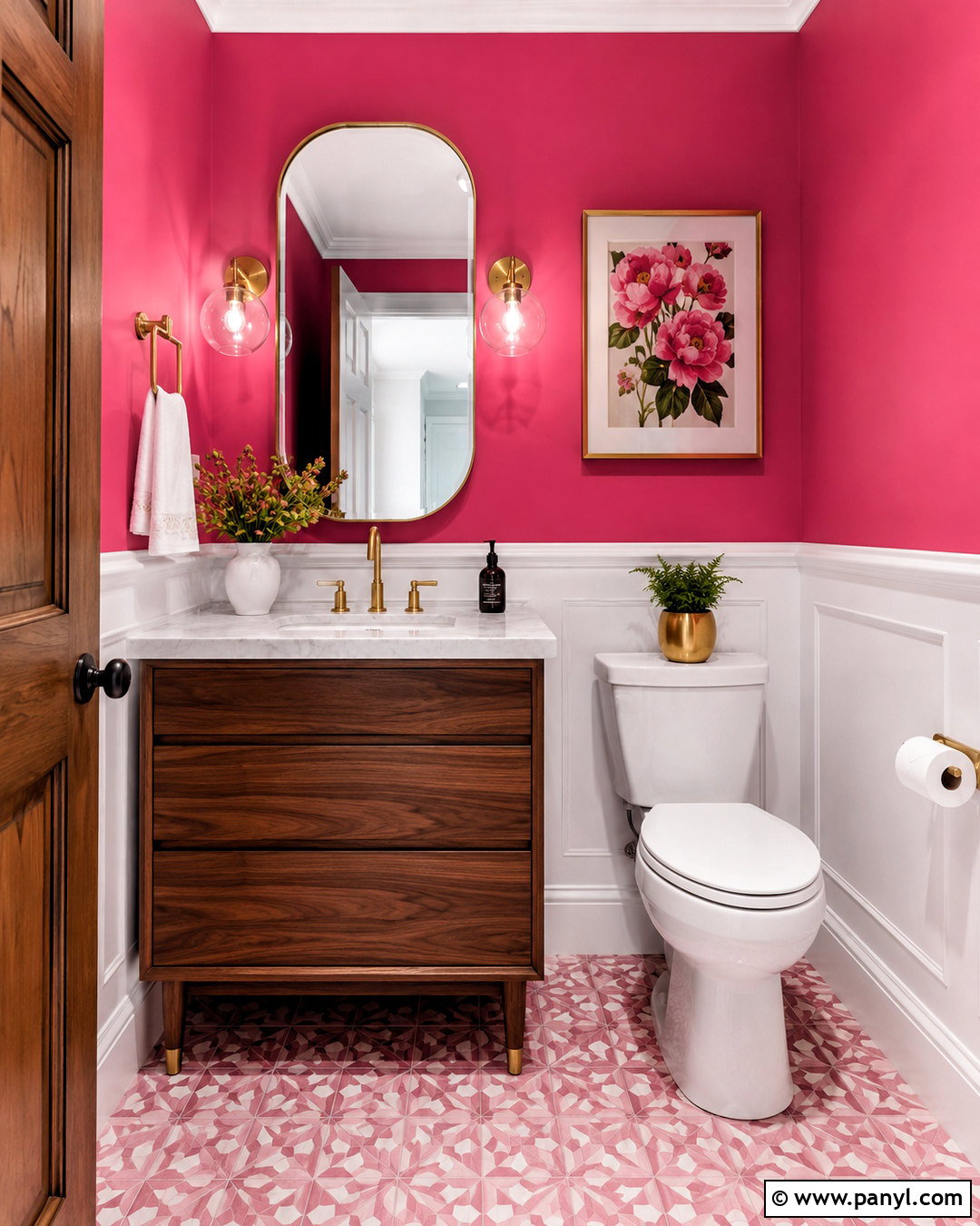 Raspberry Pink Powder Room - 20 bright room colors