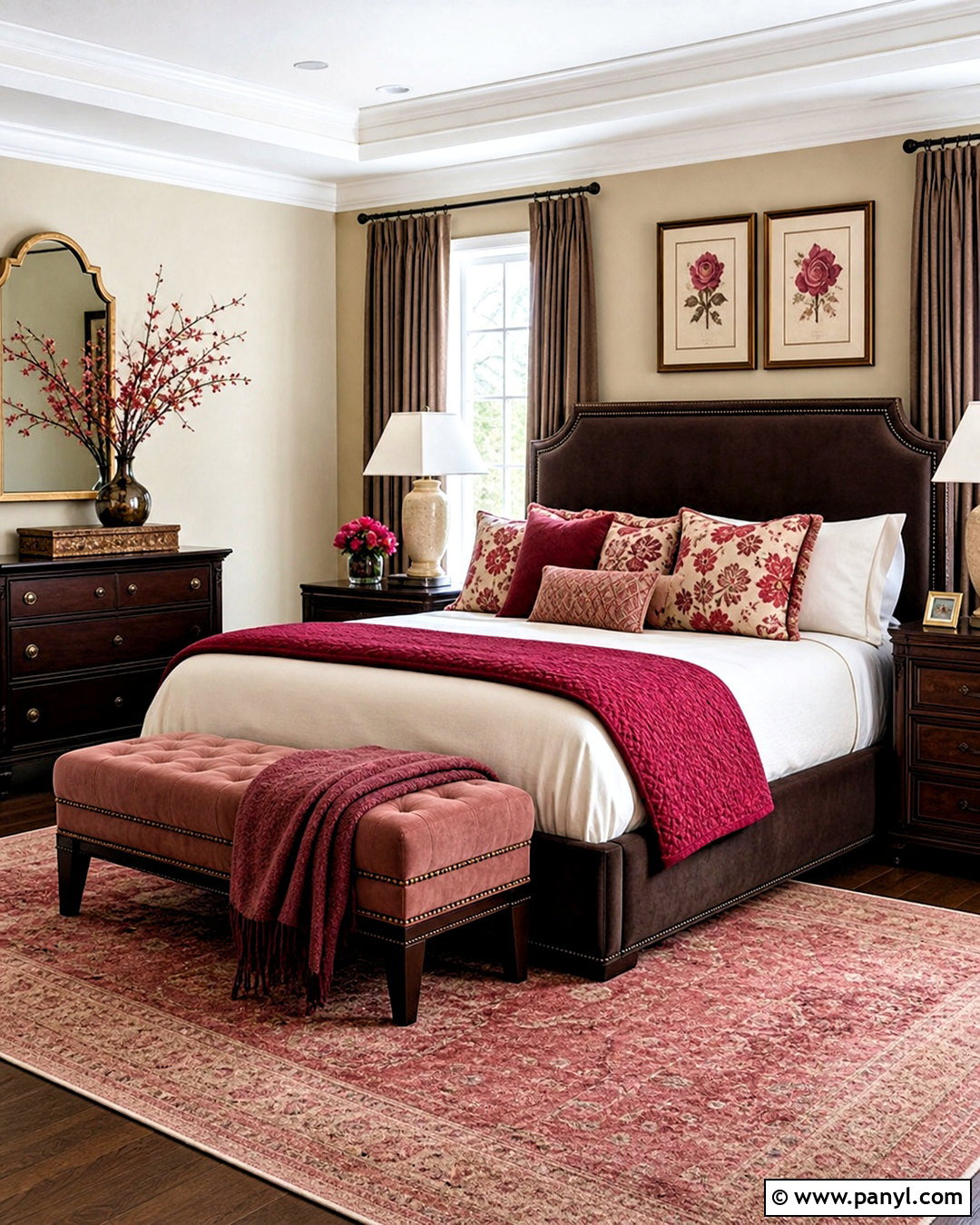 Raspberry Red And Chocolate Brown Bedroom - 20 red color palette ideas
