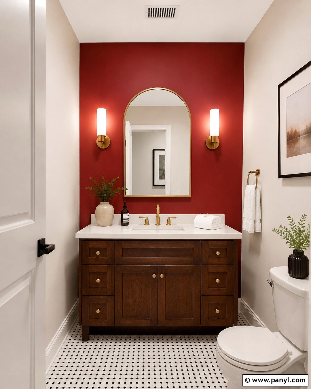 Raspberry Red Powder Room Wall - 20 Pop Of Color Wall Paint Ideas