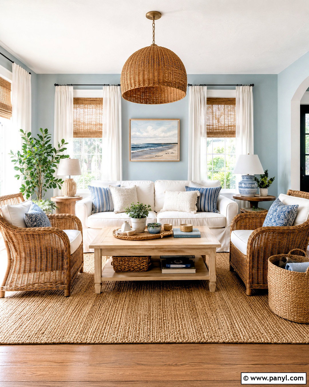 Rattan Decor With Light Blue Walls - 20 What Goes With Light Blue Walls