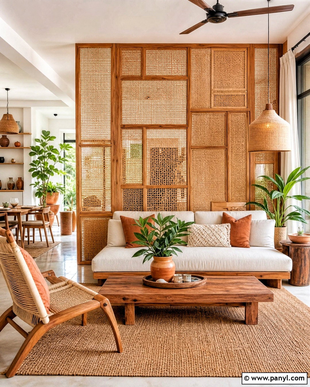 Rattan Living Room Partition - 20 living room partition ideas
