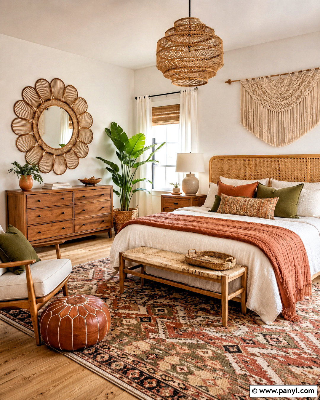 Rattan Mirror Boho Bedroom Wall - 20 mirror wall decor ideas