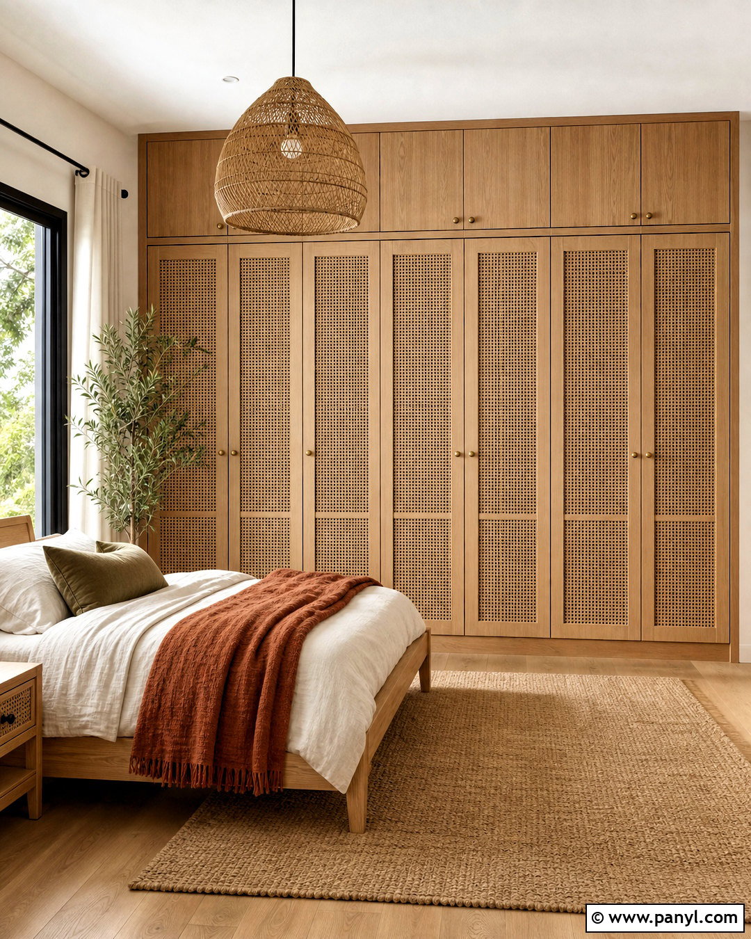 Rattan Panel Full Wall Wardrobe - 20 full wall wardrobe ideas
