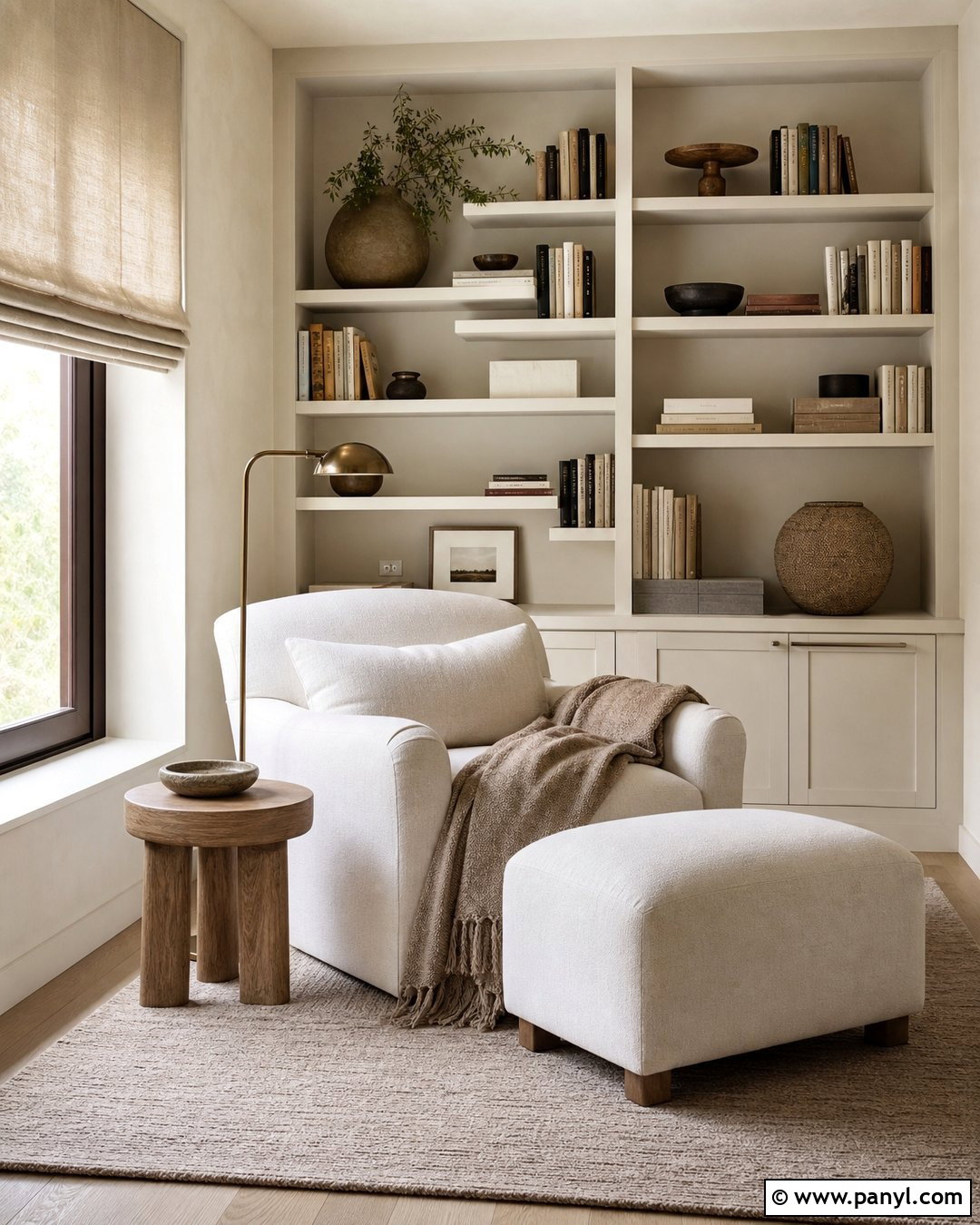 Reading Nook With Cream Limewash Walls - 30 cream limewash walls
