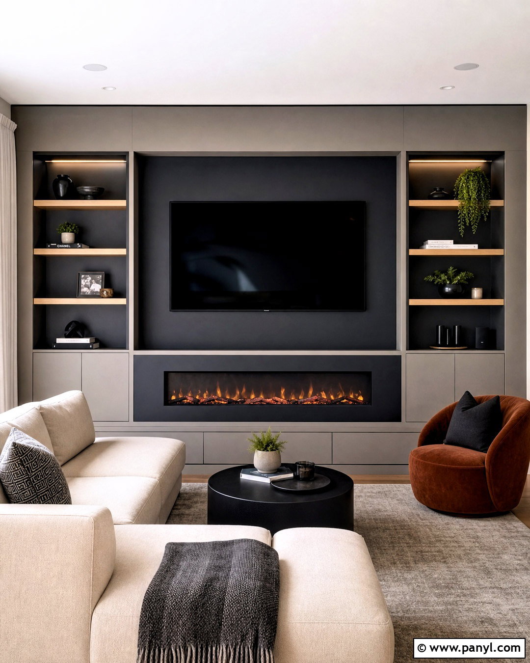 Recessed TV Niche With Electric Fireplace - 20 electric fireplace ideas with tv ideas