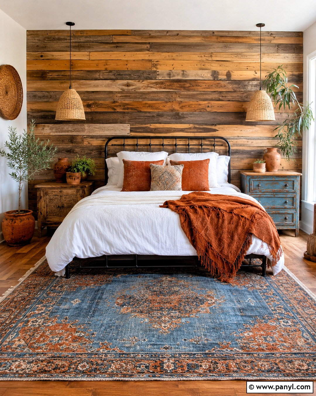 Reclaimed Wood Boho Accent Wall - 20 boho accent wall ideas