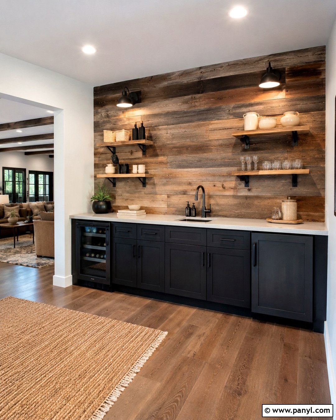 Reclaimed Wood Home Bar Accent Wall - 20 Home Bar Accent Wall Ideas