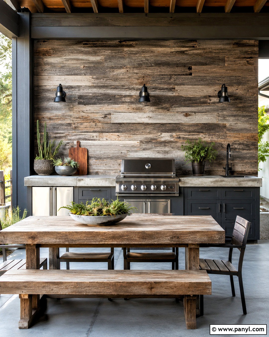Reclaimed Wood Outdoor Wall - 20 outdoor wall covering ideas