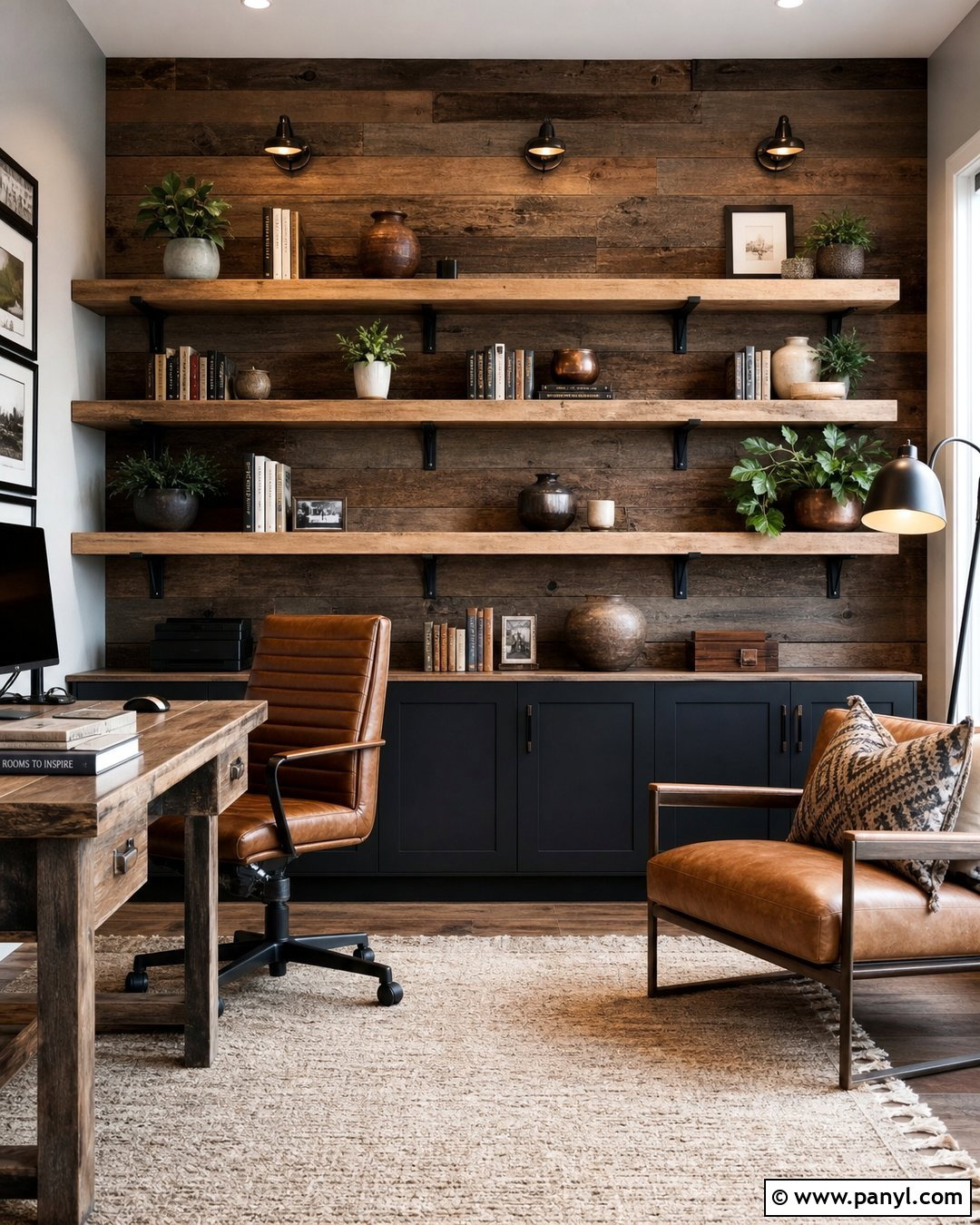 Reclaimed Wood Shelf Accent Wall - 30 Rustic Accent Wall Ideas