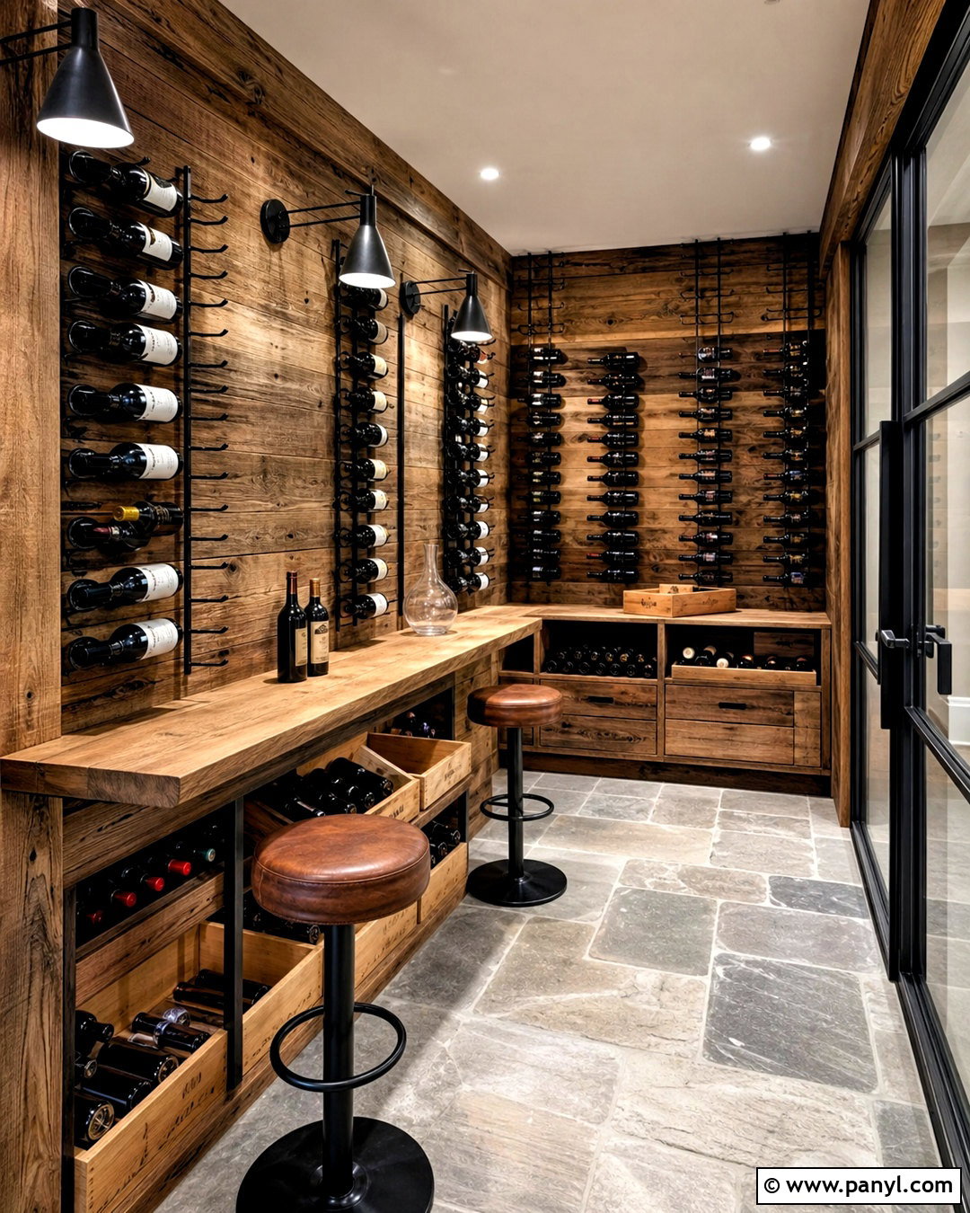 Reclaimed Wood Wine Cellar Wall - 20 wine cellar wall ideas