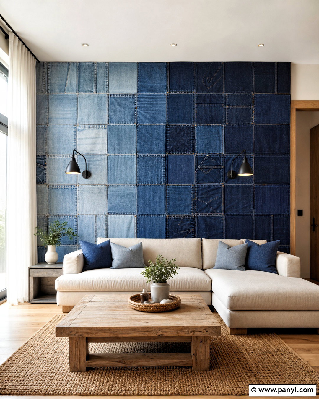 Recycled Jeans Accent Wall - 20 jeans wall ideas