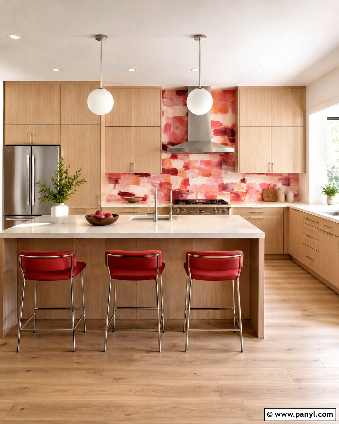 Red Abstract Kitchen Backsplash - 20 modern red pattern ideas