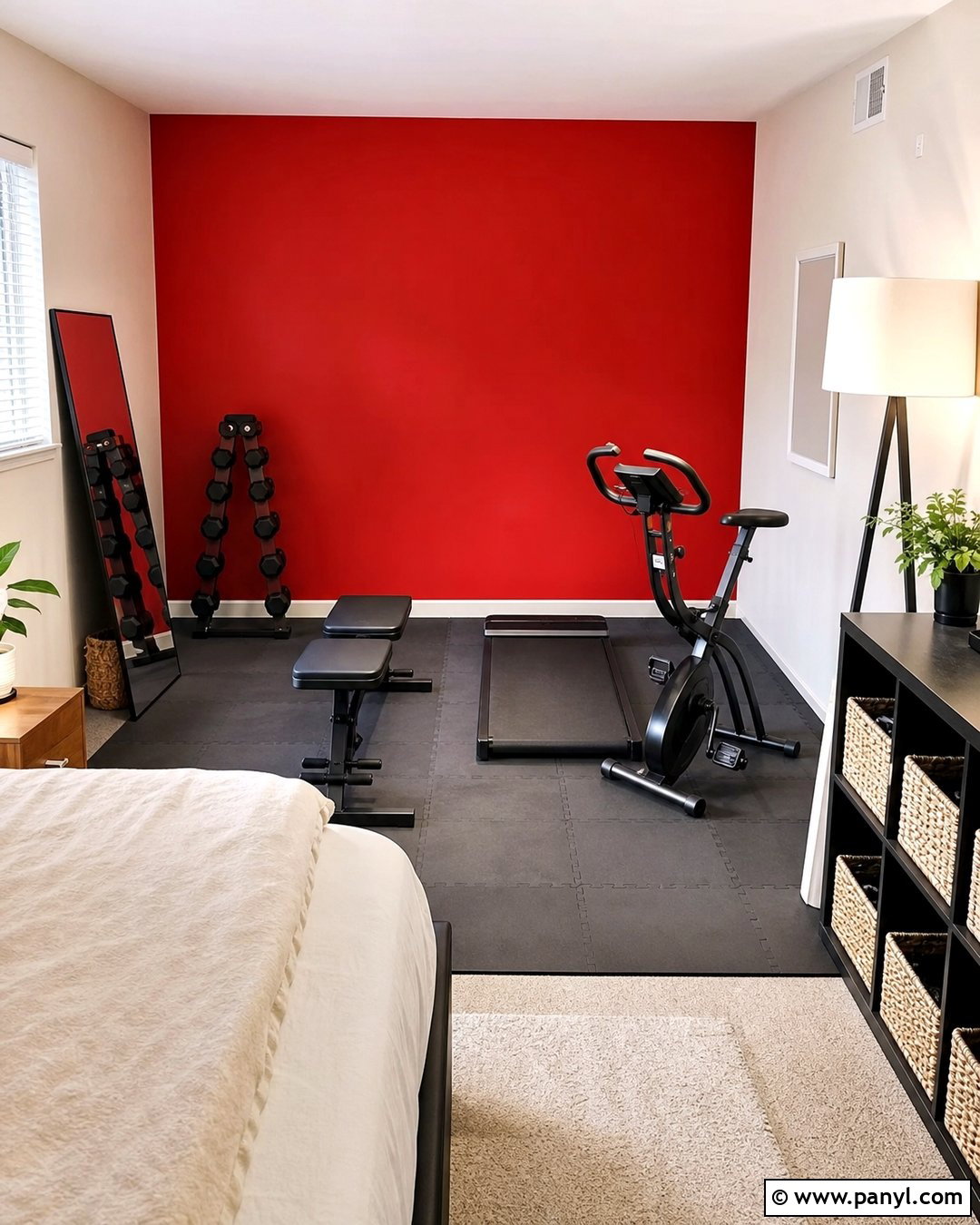 Red Accent Wall Apartment Gym - 20 Red Accent Wall Gym Ideas