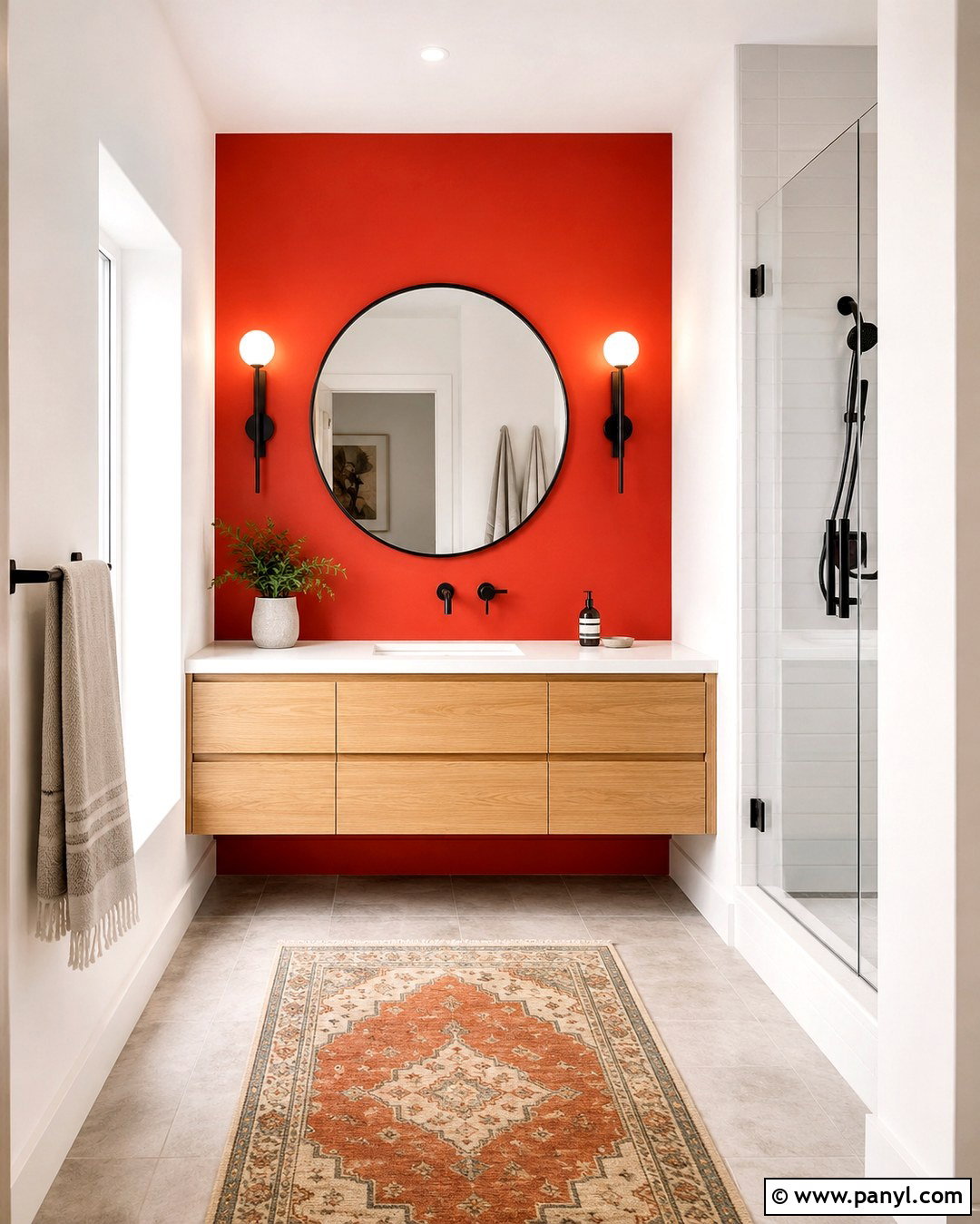 Red Accent Wall Bathroom - 20 Red Wall Bathroom Ideas