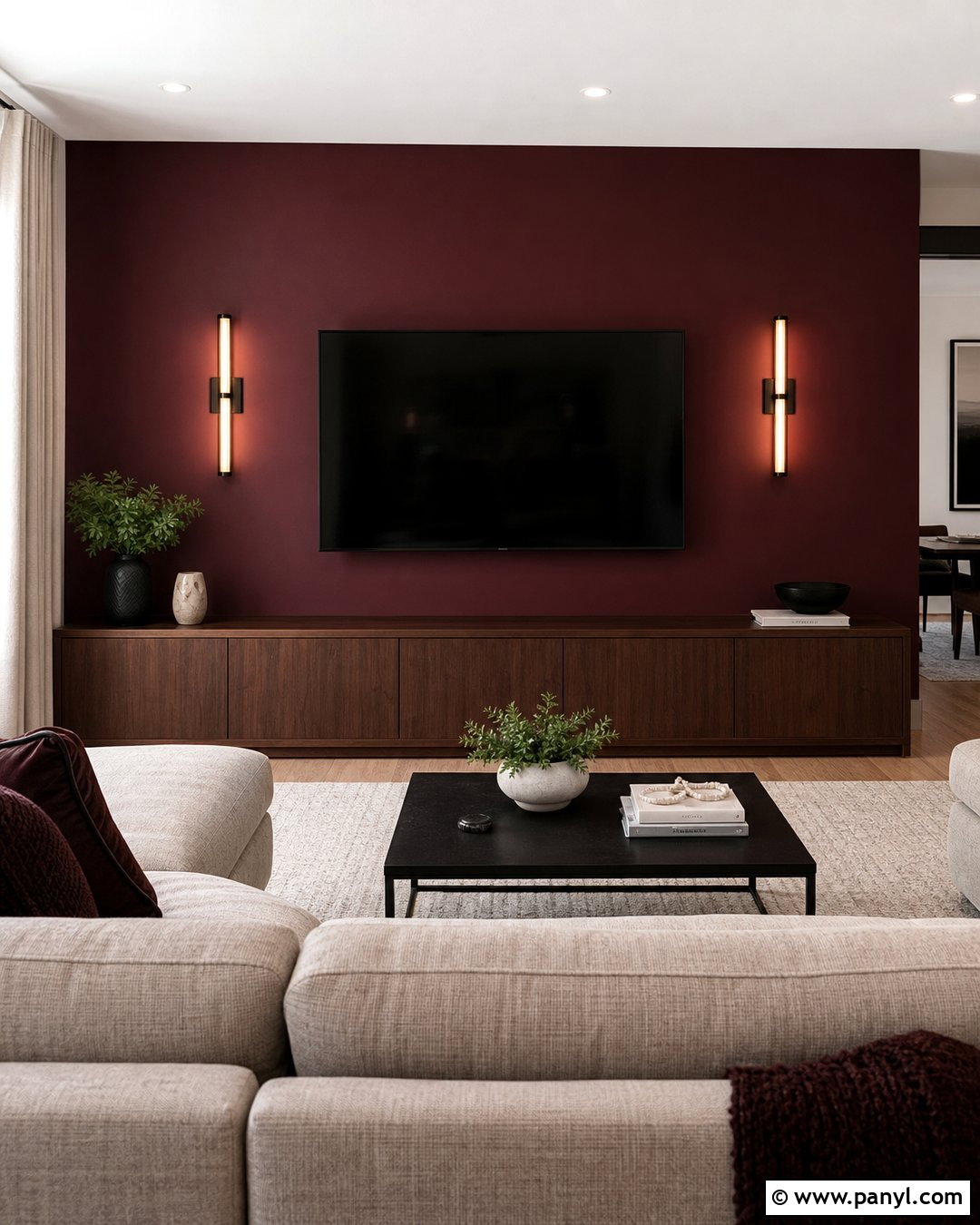 Red Accent Wall Behind TV - 25 Red Accent Walls