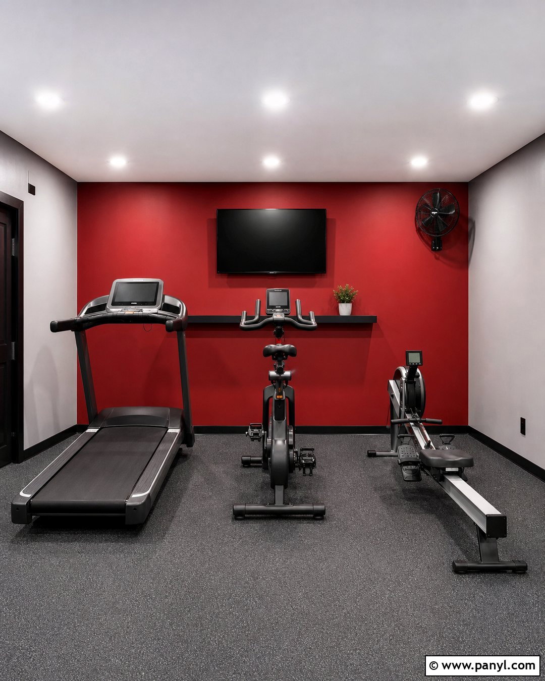 Red Accent Wall Cardio Room - 20 Red Accent Wall Gym Ideas
