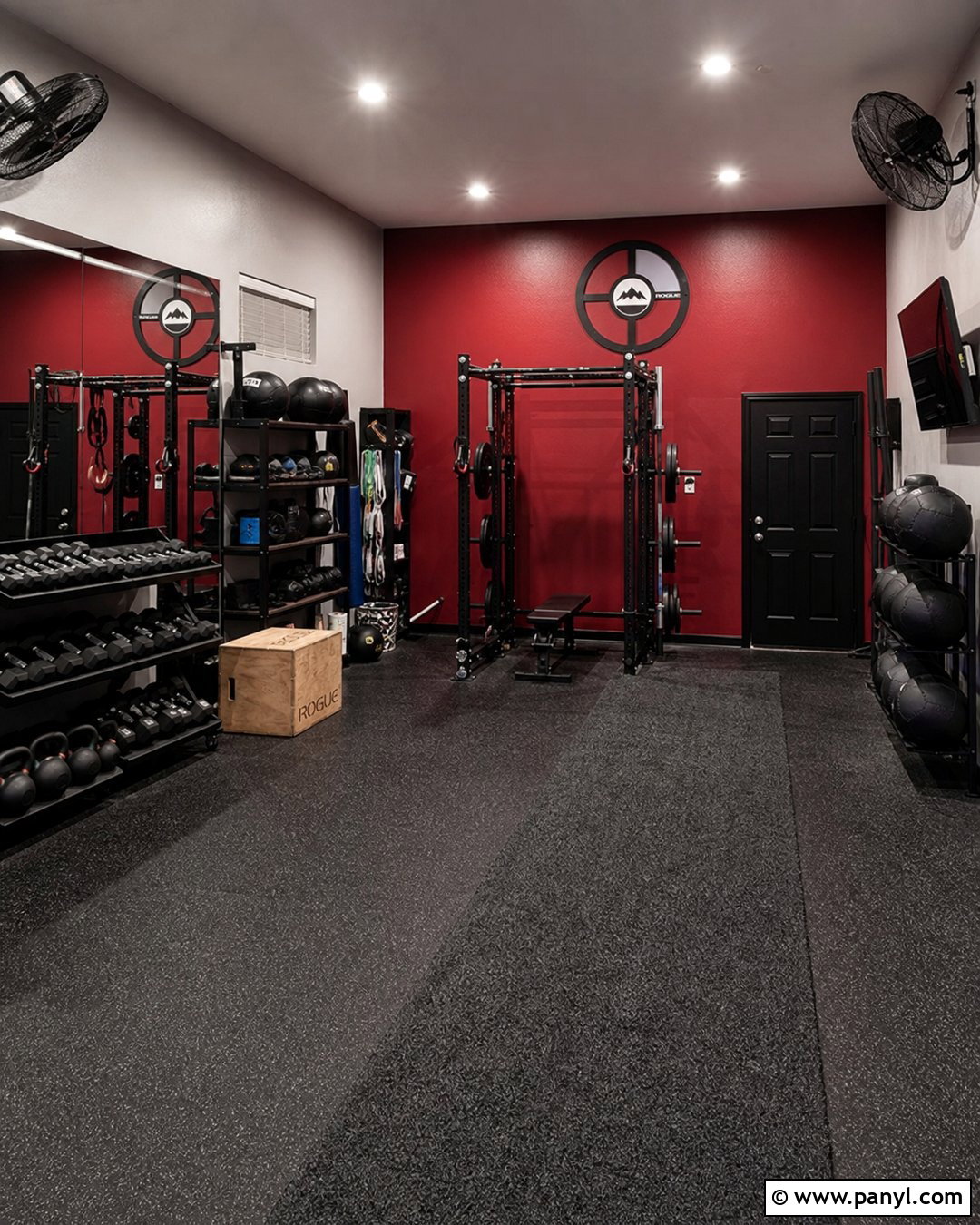 Red Accent Wall Cross-Training Gym - 20 Red Accent Wall Gym Ideas
