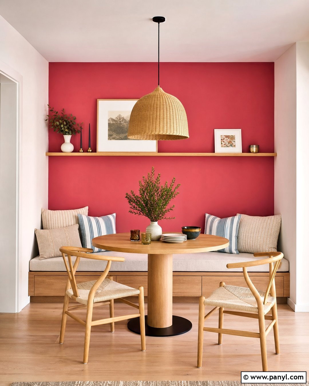 Red Accent Wall Dining Nook - 25 Red Accent Walls