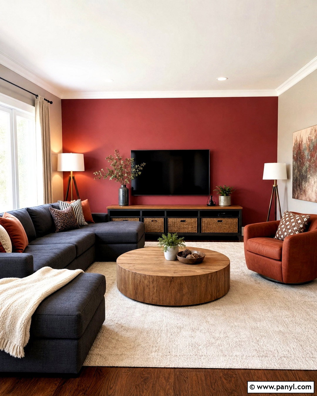 Red Accent Wall Family Room - 20 red house interior ideas