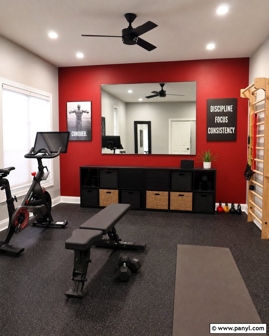 Red Accent Wall Fitness Room - 20 Empty Room With Red Accent Wall Ideas