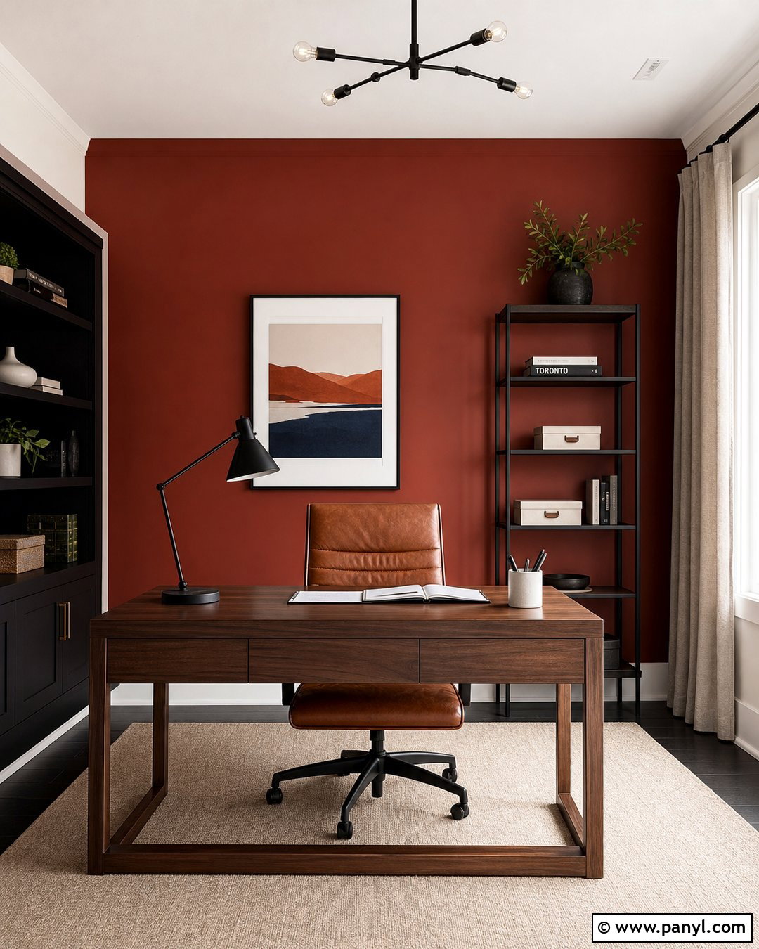 Red Accent Wall Home Office - 25 Red Accent Walls