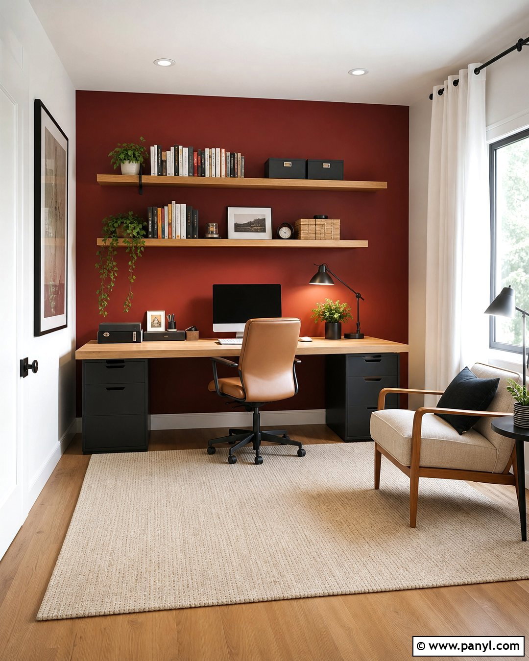 Red Accent Wall Home Office - 20 Empty Room With Red Accent Wall Ideas