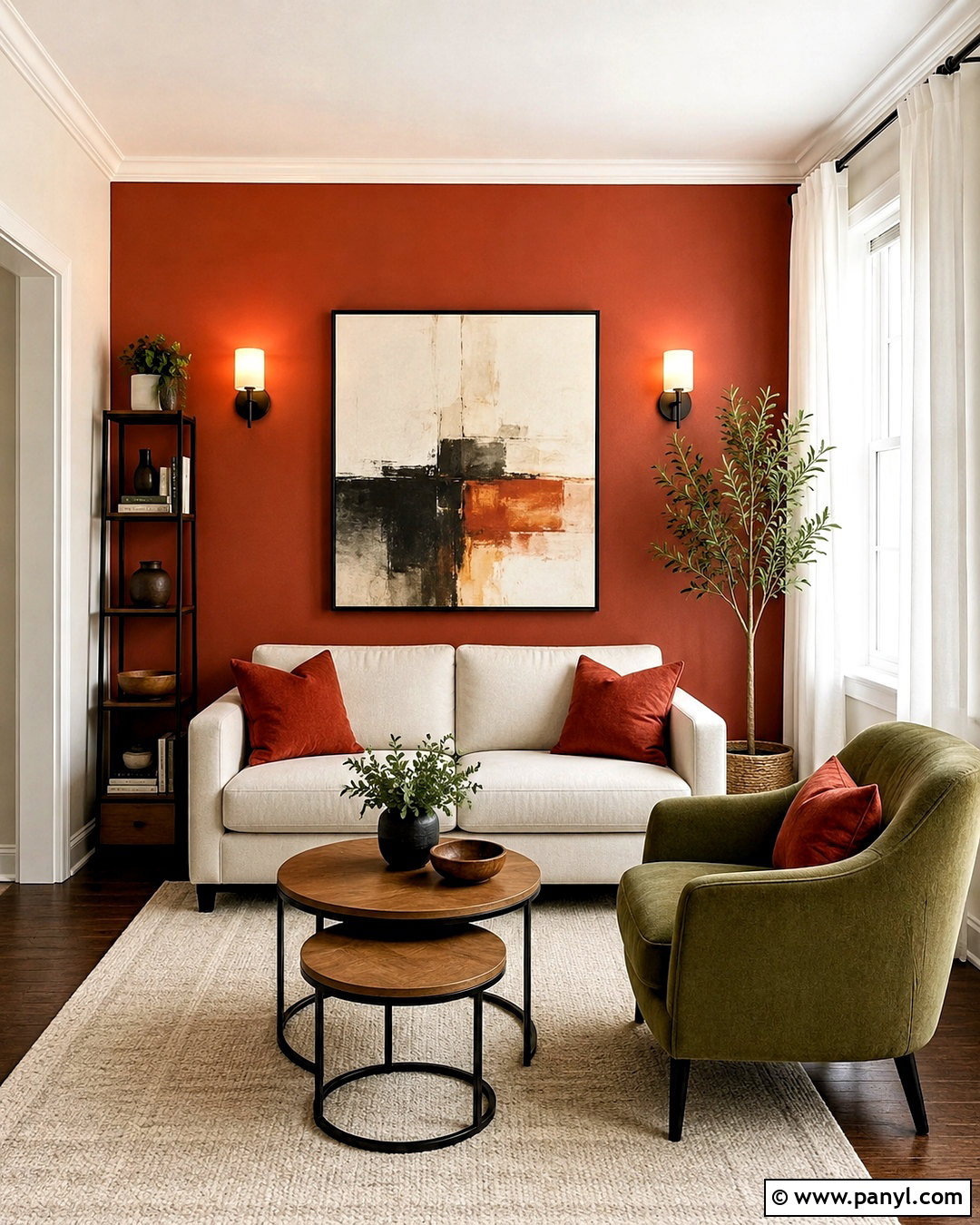 Red Accent Wall In A Small Living Room - 20 living room red walls
