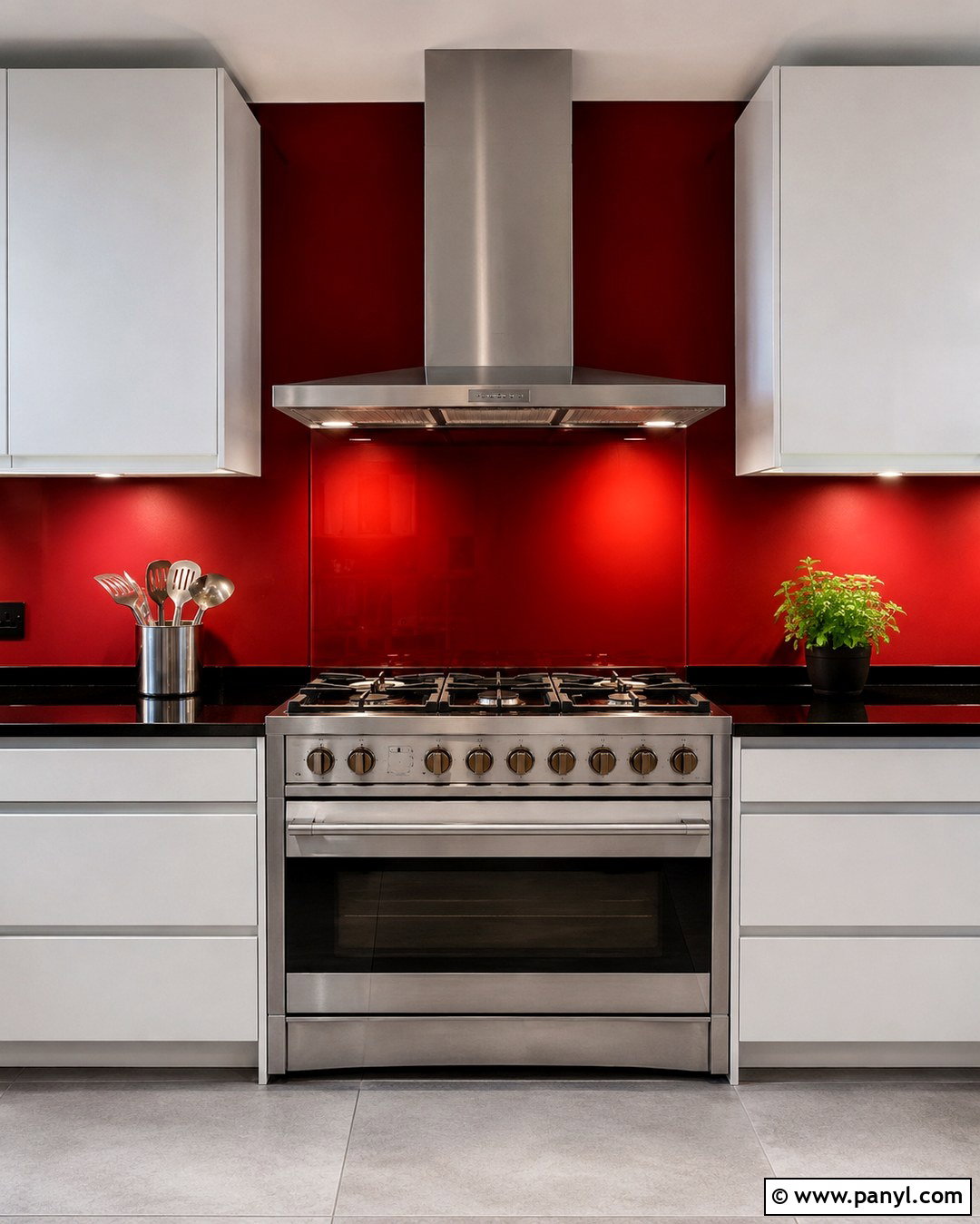 Red Accent Wall Kitchen Behind The Range - 20 Red Accent Wall Kitchen Ideas