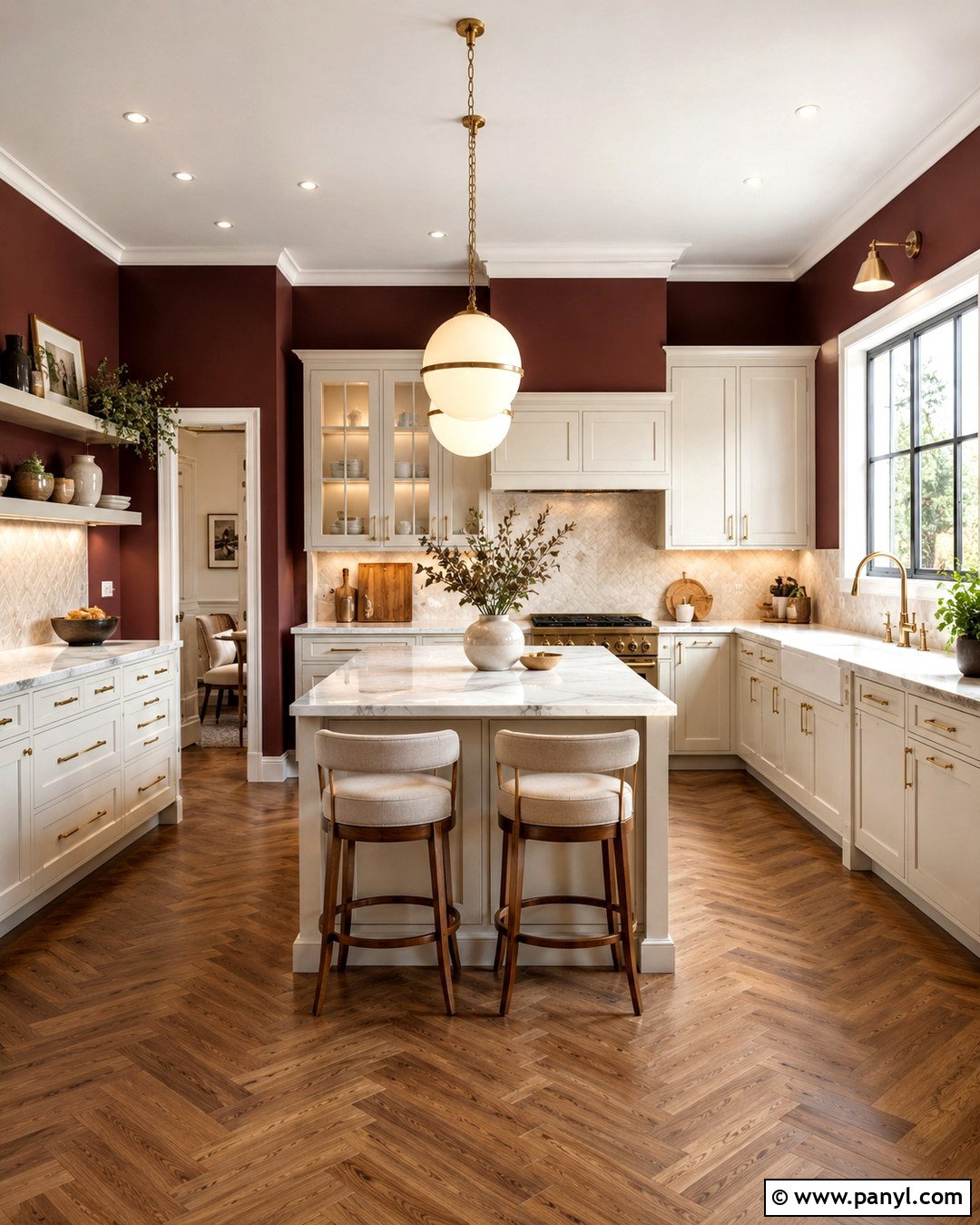 Red Accent Wall Kitchen With Marble Countertops - 20 Red Accent Wall Kitchen Ideas
