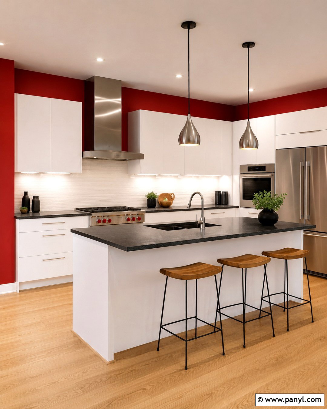 Red Accent Wall Kitchen With Stainless Steel - 20 Red Accent Wall Kitchen Ideas