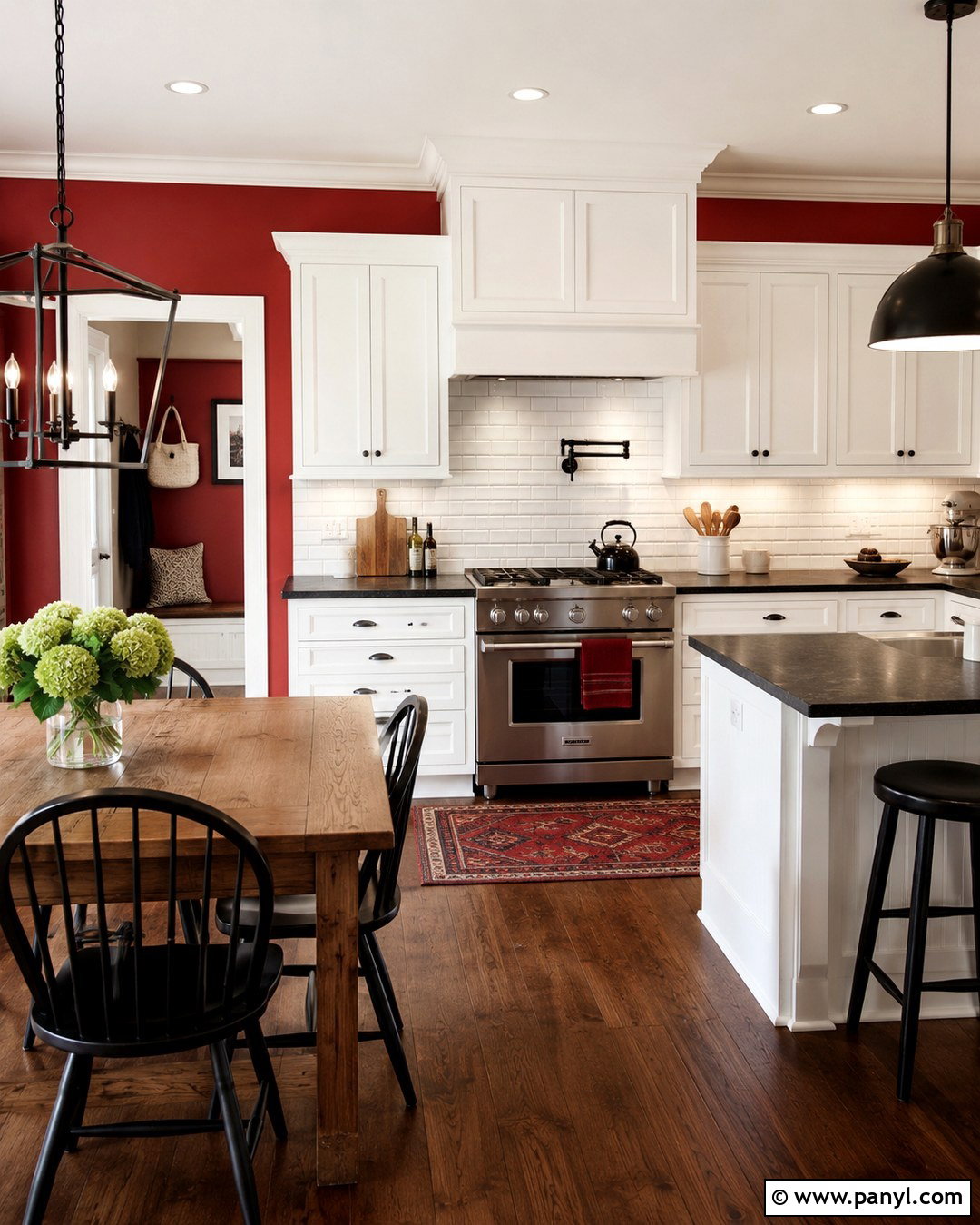 Red Accent Wall Kitchen With Subway Tile - 20 Red Accent Wall Kitchen Ideas