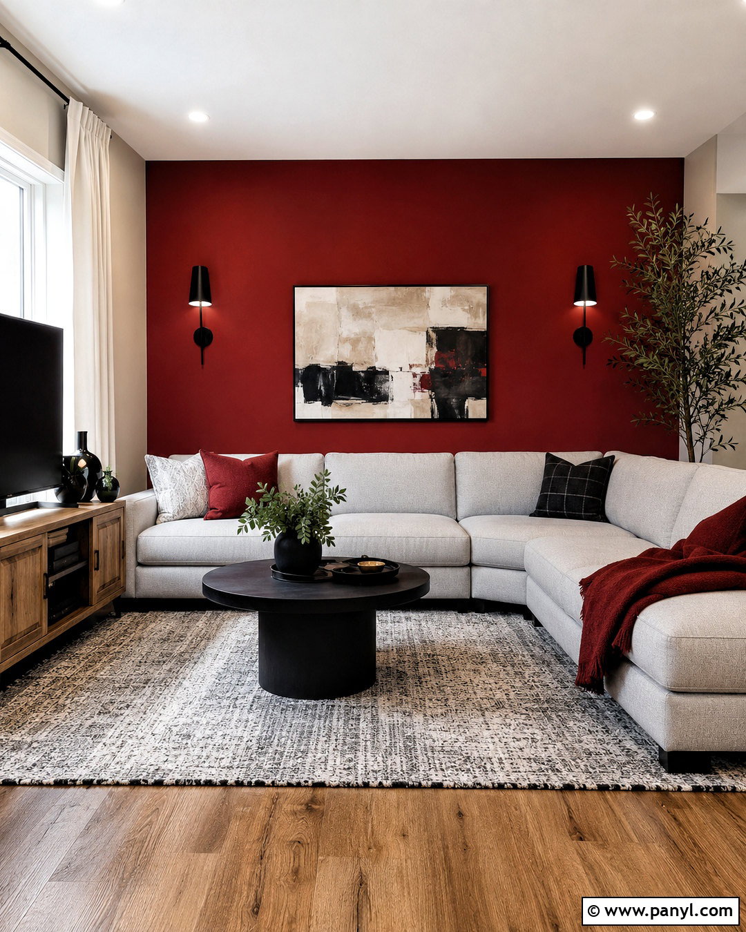 Red Accent Wall Living Room - 40 Red Walls