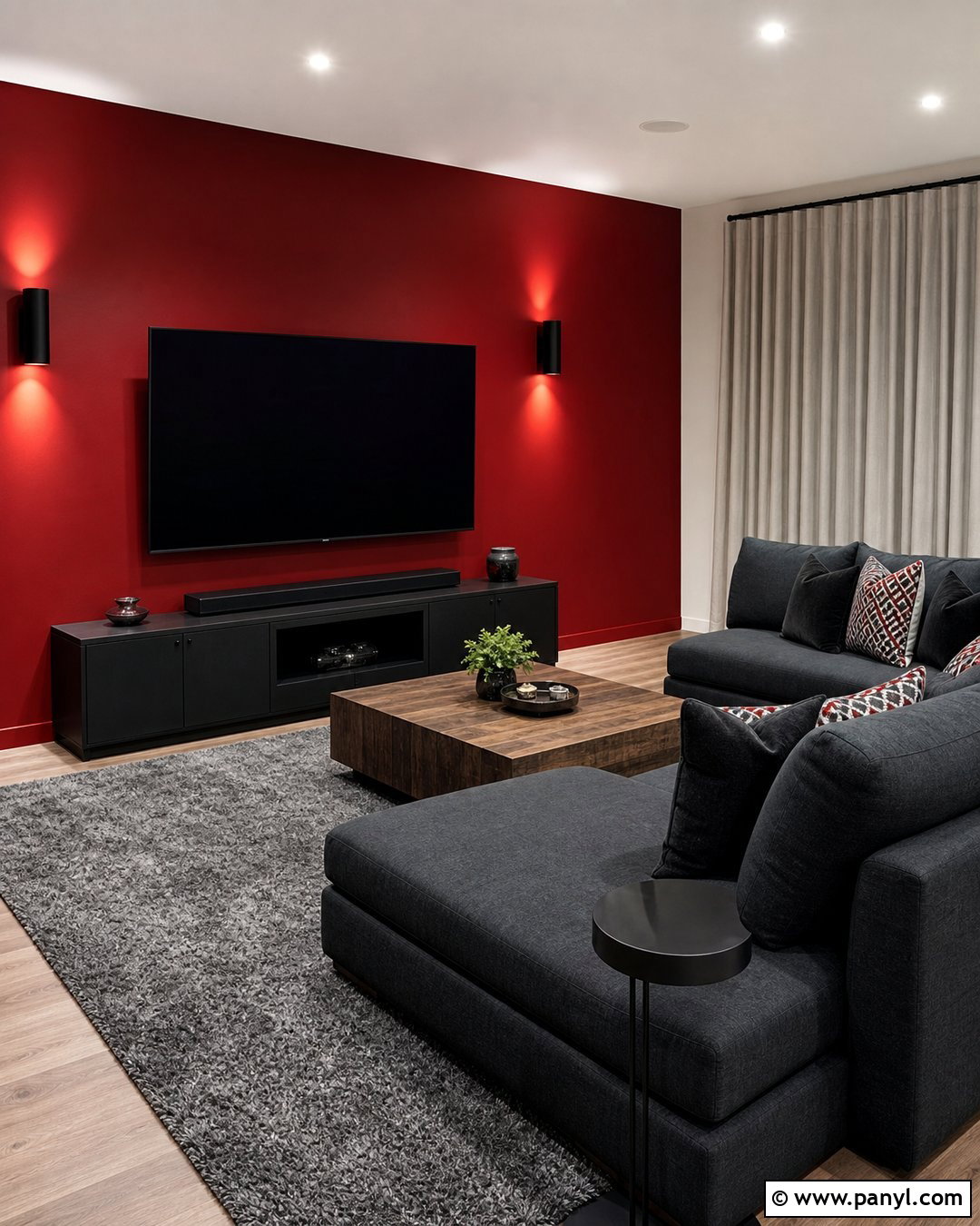 Red Accent Wall Media Room - 20 Empty Room With Red Accent Wall Ideas
