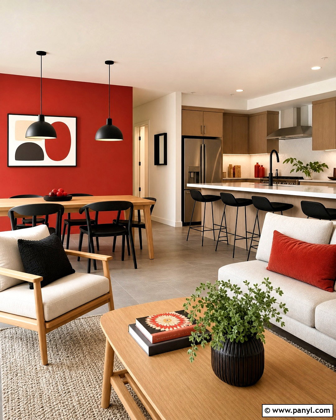 Red Accent Wall Open Floor Plan - 20 red accent wall ideas