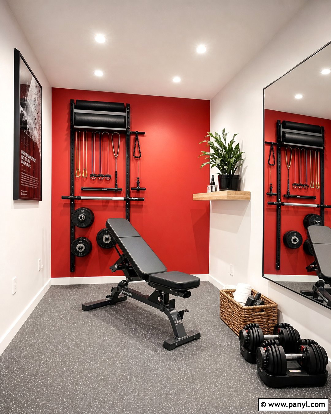 Red Accent Wall Small Home Gym - 20 Red Accent Wall Gym Ideas