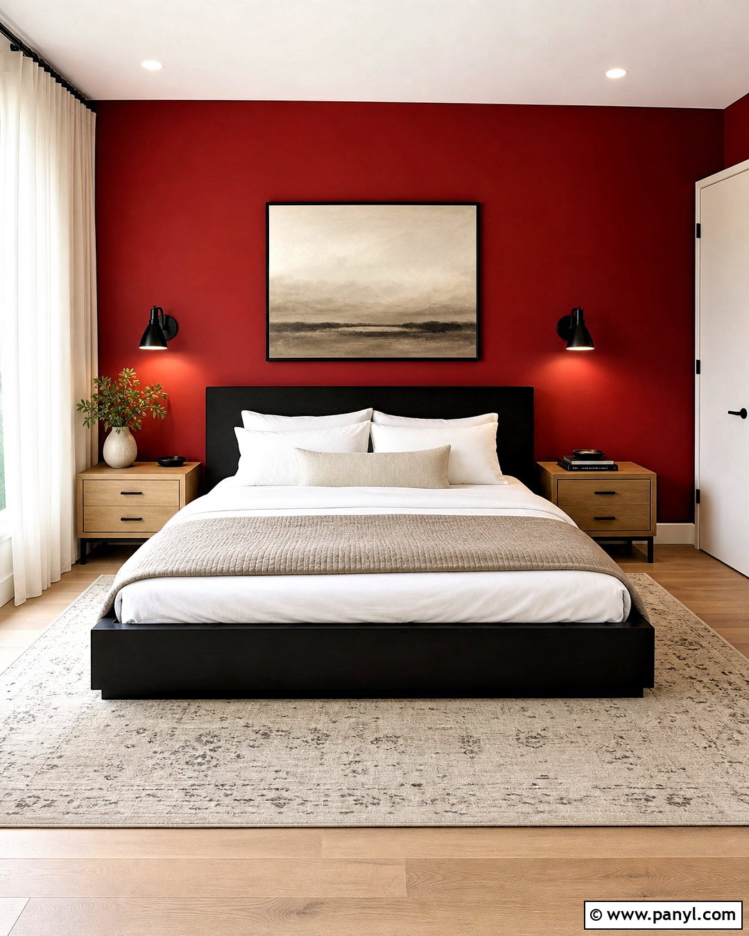 Red Accent Wall With Black Furniture - 20 red accent wall ideas